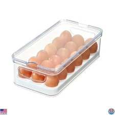 iDesign Crisp Clear Egg Storage Bin - Modular Organizer for Freezer & Fridge,