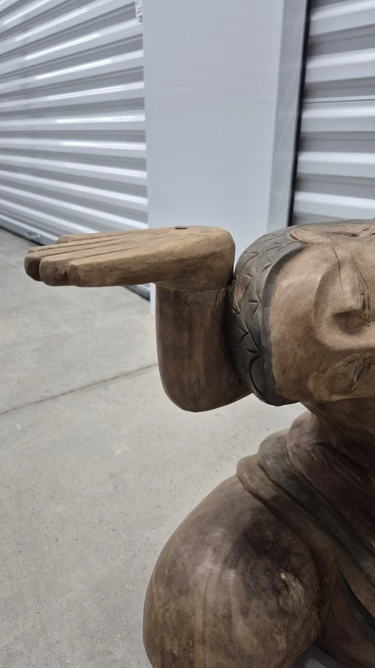 古董手工雕刻东南亚木质雕像桌底座 — 第 4/4 张图片