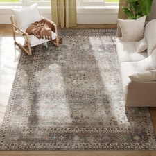 Area Rug 8x10, Machine Washable Rug for Living Room Dark Mixed-Brown