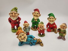 Vintage Lot of 7 Composition Gnomes Figurines Made in Japan Different Sizes