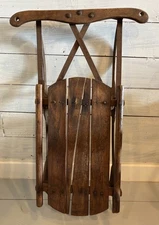 Vintage/Antique Wood & Iron 32” Child’s Sled Christmas Winter Primitive Rustic