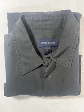 Scott Barber L Black Shirt Made in USA Silk Cotton Blend Luxury Casual Button Up