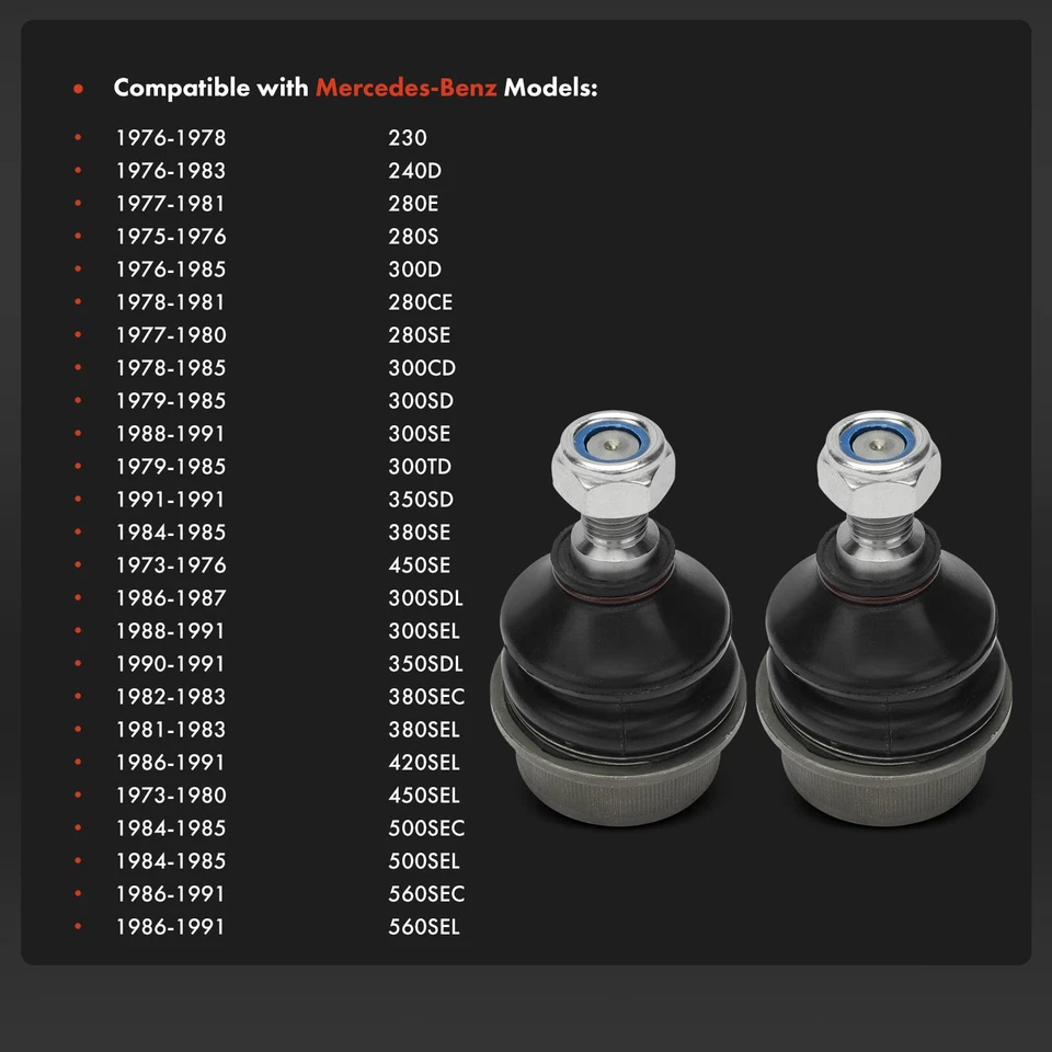 2x Rótulas delanteras inferiores para Mercedes Benz 240D 280E 380SE 450SE 500SEL 560SEL Foto 2 de 4