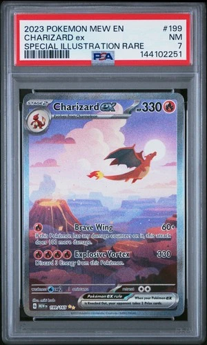 2023 POKEMON MEW EN-151 SPECIAL ILLUSTRATION RARE #199 CHARIZARD EX PSA 7