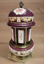 Antique Spinning Reuge Swiss Musical Movement Cigar Lipstick holder Carousel EUC