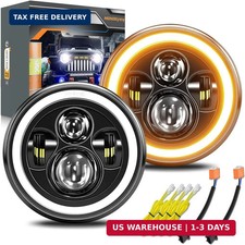 MONDEVIEW 7 Inch LED Headlight Round H6024 High Low Beam, Turn Signal DRL for Je