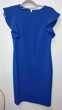 Calvin Klein Ruffle Shoulder Sheath Mini Dress Royal Blue Size 8 NWT