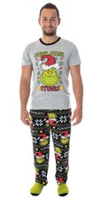 Dr. Seuss GRINCH 3 Piece Gift Pajama Set Fleece Pants, Shirt, Socks 