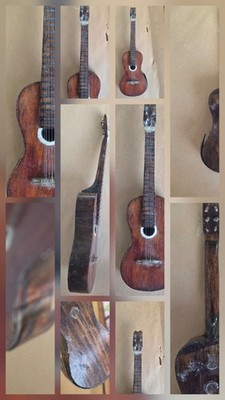 OOAK Handcrafted Miniature Wood Guitar Artisan Folk Art Dollhouse