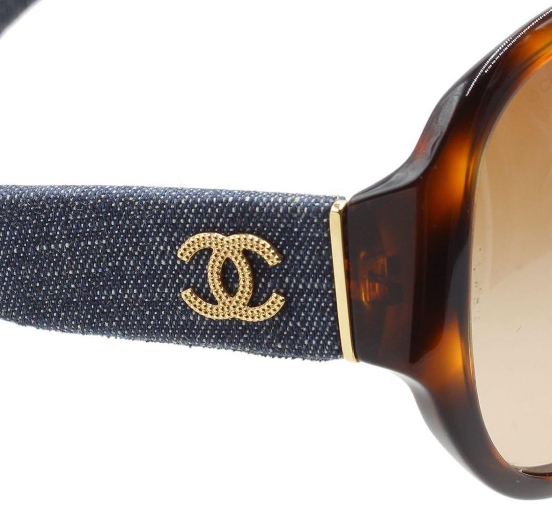 Chanel Denim & Tortoiseshell Pattern Sunglasses 5… - image 5