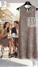 CHANEL 11S Champagne Gold Navy CC Logo Knit Dress Karl Lagerfeld 40 42 US8 10