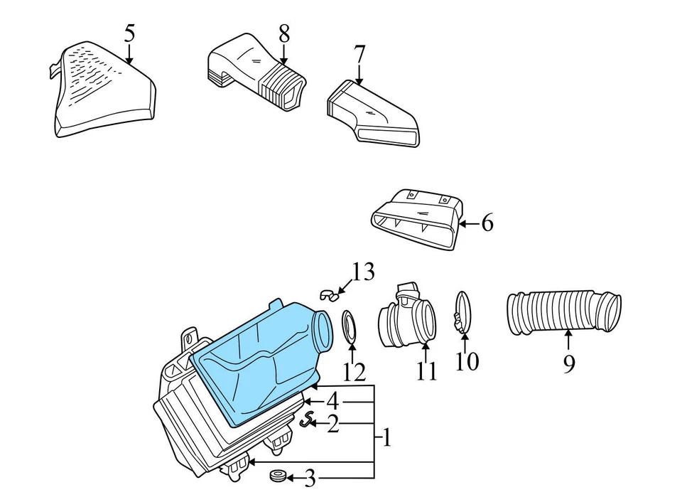 AUDI A6 QUATTRO 2002-2004 2,7 L - Filtro limpiador de aire inferior CAJA/carcasa Foto 4 de 4