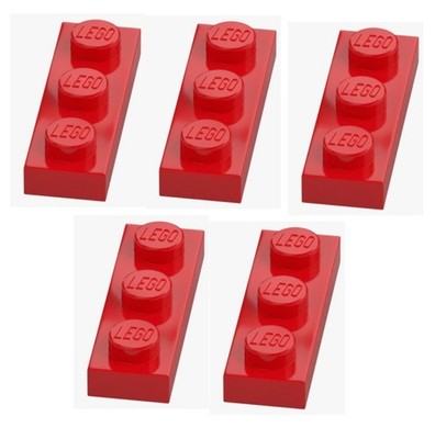 LEGO 5x Plate 1x3 Bright Red Plate 3623 362321 NEW PLATE 1X3 Red Replacement