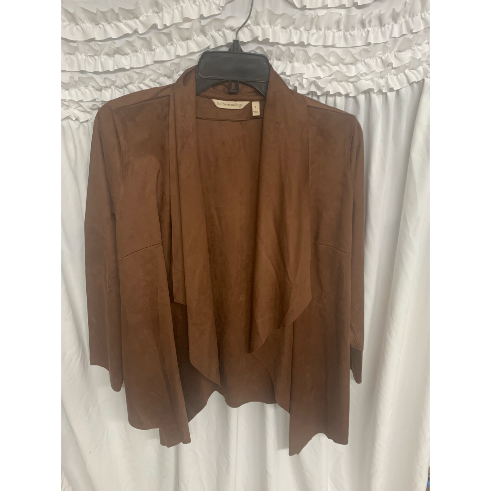 Soft Surroundings Open Front Waterfall Jacket Size S- Draped Lightweight Blazer