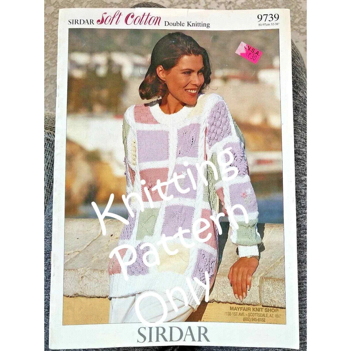 New Sirdar 9739 Sift Cotton Ladies Patchwork Sweater Knitting