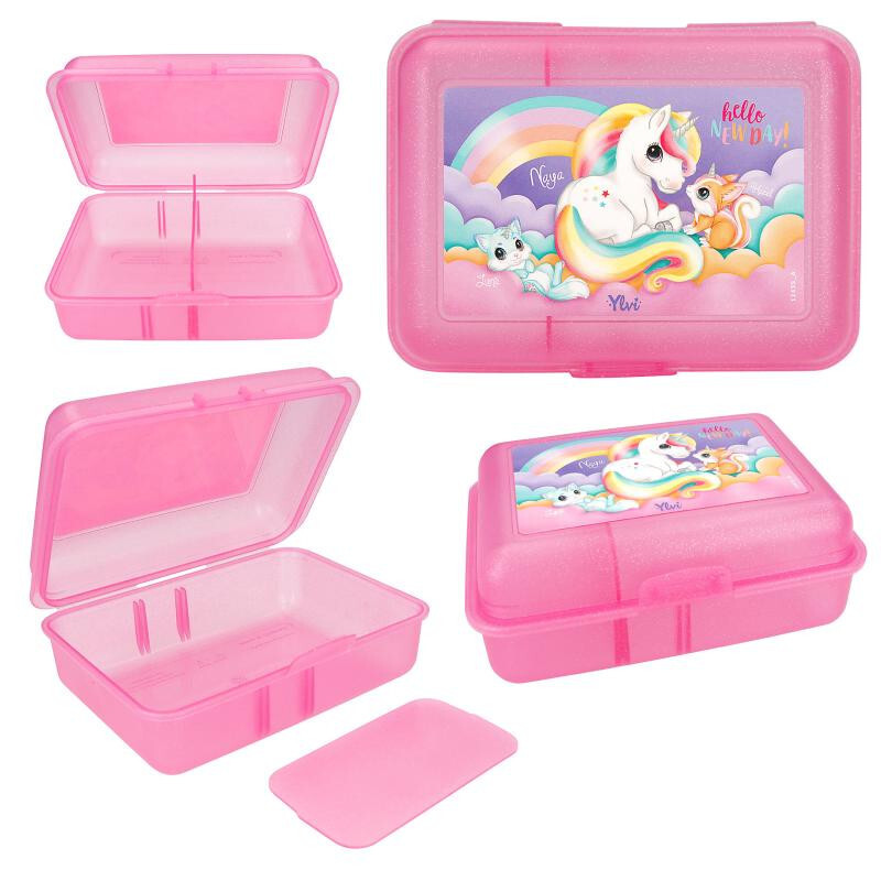 Ylvi Lunch Box glitter pink unicorn lunchbox fairy food container plastic boxes