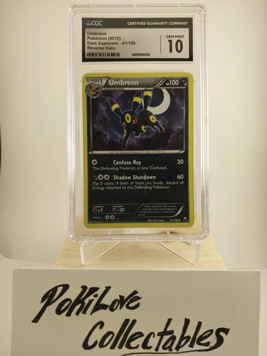 Umbreon Rare Low Pop  61/108" Reverse Holo Card - Dark Explorers - CGC 10 Gem