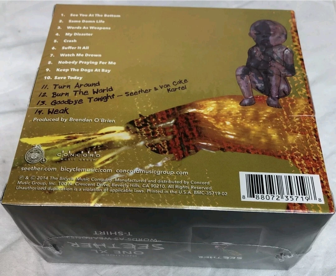 Isolate & Medicate By Seether (CD, 2014) Box W/ XL T-Shirt Words.