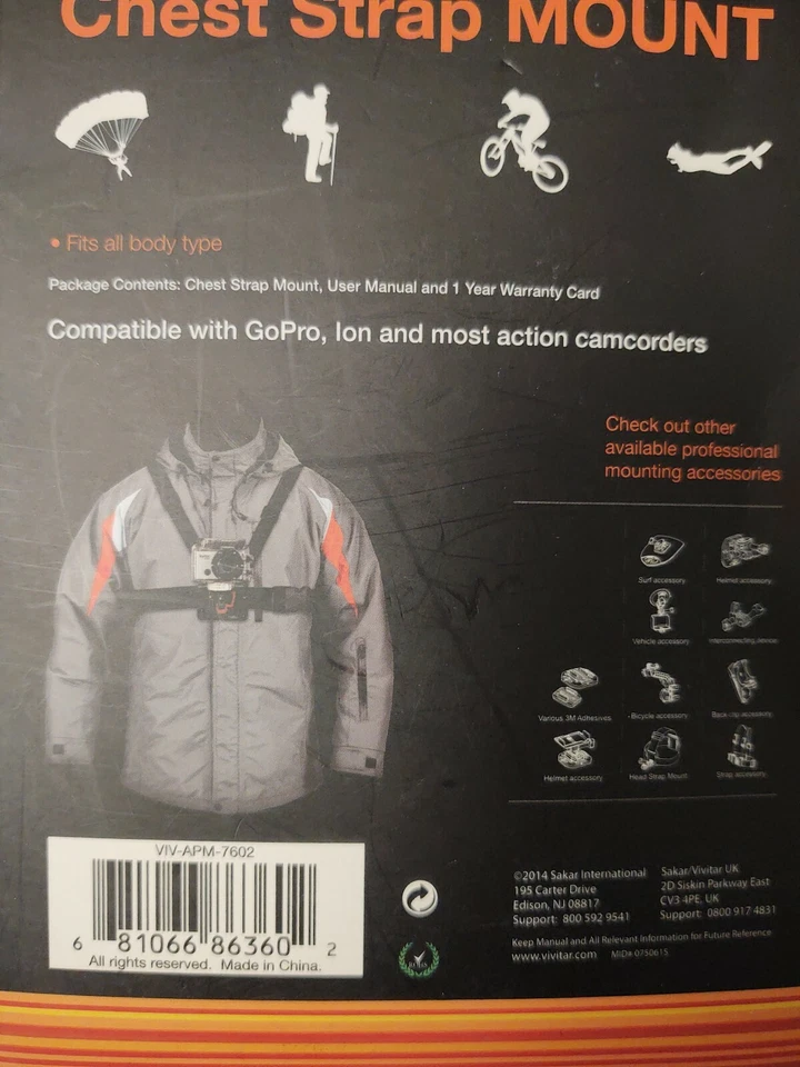 VIVITAR Chest Strap Mount- Pro/Action Series - BRAND NEW - GoPro Ion Camera  - Image 4 of 4