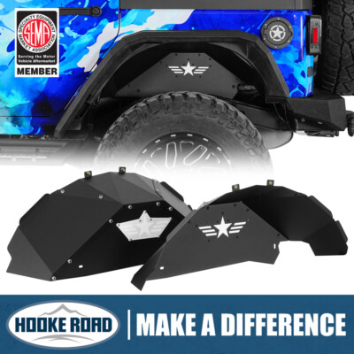 Hooke Road Pair Aluminum Rear Inner Fender Liners For 2007-2018 Jeep Wrangler JK
