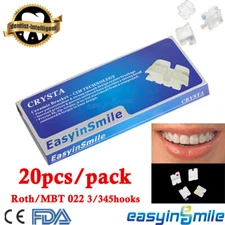20X Dental Mini Ceramic Bracket Roth/Mbt 022 3/345Hooks Orthodontic Clear Braces