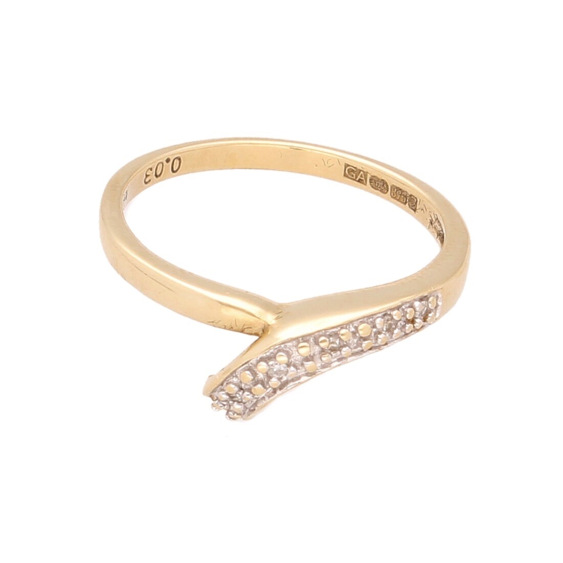 9Carat Yellow Gold 0.10ct Diamond Wishbone Eternity Ring (Size N) 7mm Widest