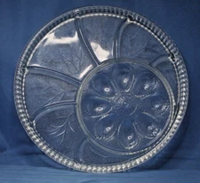 Indiana Clear Glass Appetizer Platter Deviled Egg Plate Divided Dish