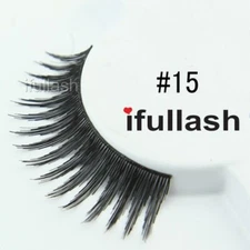 #15 ifullash 6,12 Pairs 100% Human Hair False Black Eyelashes