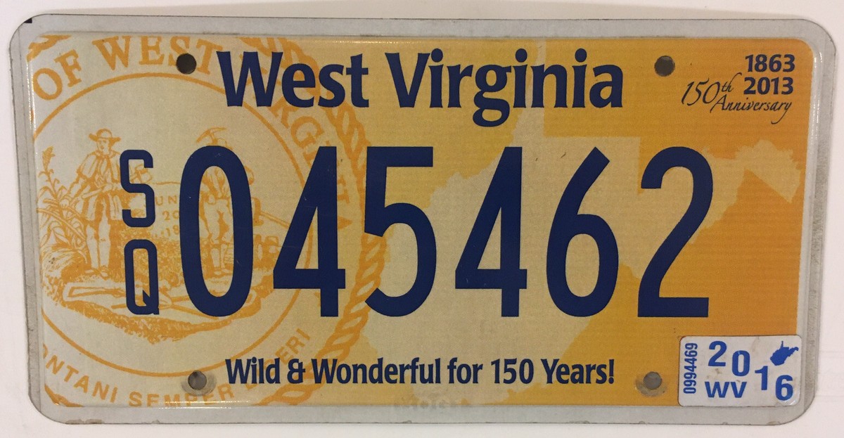 West Virginia SESQUICENTENNIAL license plate 150th Anniversary