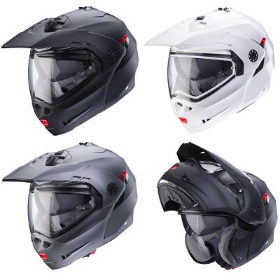 Caberg Tourmax X Plain Flip Adventure Motorradhelm Dual Sport schwarz weiß