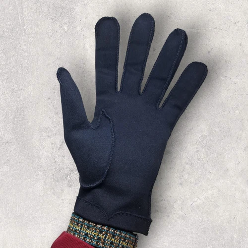 Vtg Crescendoe Driving Gloves Leather Womens Size 7.5 Navy Blue MCM Grannycore
