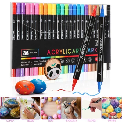 MARKENLOS Alkohol Für Steine Wasserfest 36 Acrylfarben Stifte Bemalen Dual Tip Acrylic