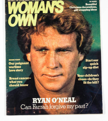 RYAN O'NEAL FARRAH FAWCETT XMAS CRAFTS GIFTING DIET Woman's Own magazine vtg 80s