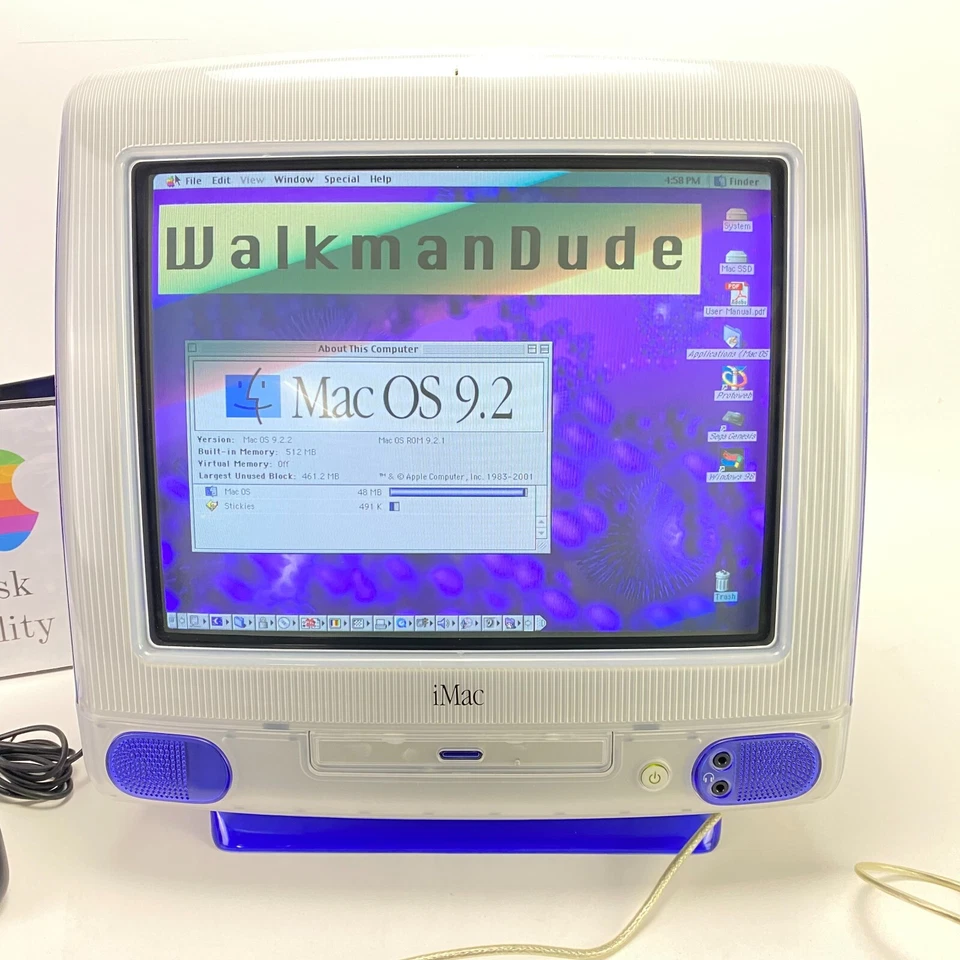 Apple iMac G3 Grape - 266 MHz 512MB RAM 64GB SSD | OS 9 - OS X - WIN 98 Vintage - Image 3 of 4