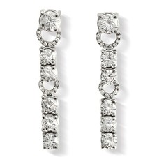 Fine 18K White Gold 7.29 Ct Natural Diamonds 26mm Dangle Earrings