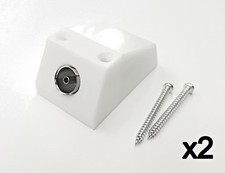 Wall Box Windowsill Skirting Surface Coax Socket TV Freeview UHF FM RF White x2