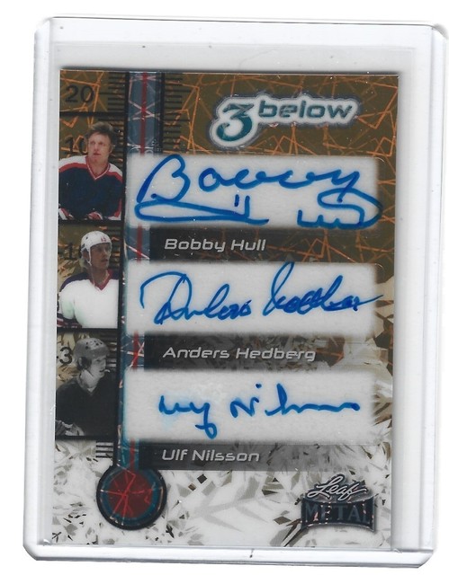 2026 Leaf Metal Hockey Bobby Hull/Anders Hedberg/Ulf Nilsson Auto 3B-7 Gold 1/1