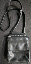 Vintage Fossil Black Pebble Leather Crossbody Messenger Bag Purse Shoulder Strap