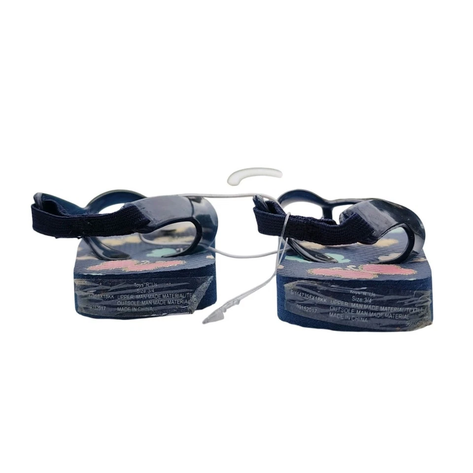 Toys“R”Us Toddler Butterfly Flip Flops Navy Jelly Strap Size 3/4 New - Image 2 of 4