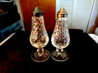 VTG Signed Waterford Lismore Crystal Salt & Pepper Shakers with Lids 6 1/4" tall