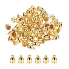 100-Pack Tassel Cord End Caps, 6.2mm ID Kumihimo End Tip Light Gold 