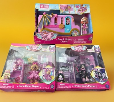3 Royal High Play Sets In Box No Codes Bus/Glam Closest, Dorm Room, Powder Room