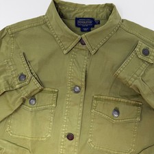 Pendleton Womens Petite Medium Olive Green Cotton Utility Jacket Button Front