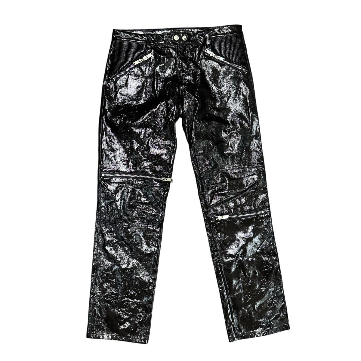 Legging Zara Noir Taille L (40/42) Avec Détails Perlés Sur Les Côtés - Occasion Très Bon état