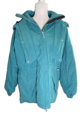 Rawik Skiwear vintage teal green snow ski jacket insulted hooded size L Large