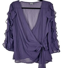 Blusa Soho para mujer grande púrpura transparente femenina coqueta caprichosa manga con volantes