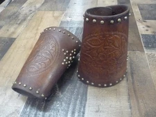 Antique Floral Tooled & Spotted Unmarked Cuffs