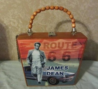 JAMES DEAN Route 66 Wood Cigar Box Purse Wood Bead Handle