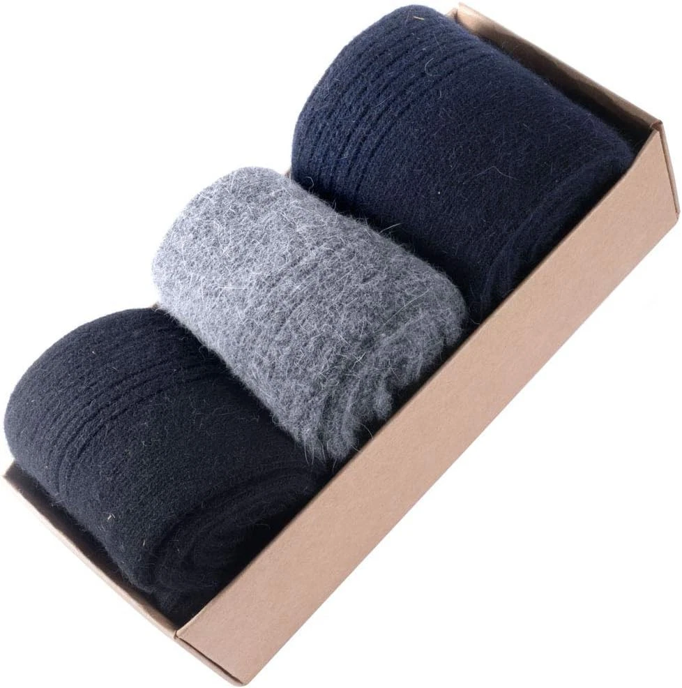 CHAO RAN Wool Cashmere Socks for Men Winter Large, Three Different Colors