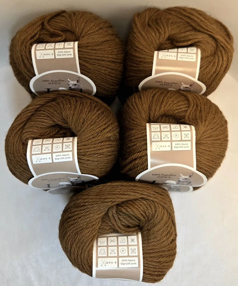 Lavish by IA Group 100% Superfine Alpaca Yarn DK Camel Brown LUXURY 10 Skein Lot - Image 3 of 4